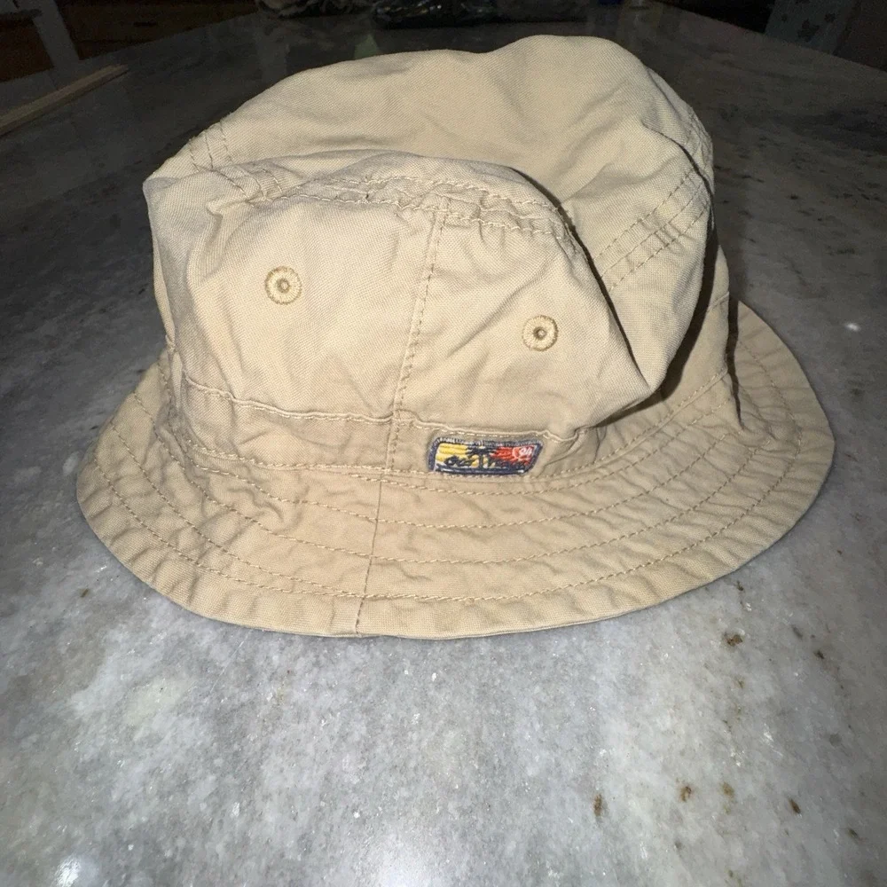 Y2K Old Navy Bucket Hat Kids‎ 4T-5T Khaki Tan Embroidered Summer Fishing